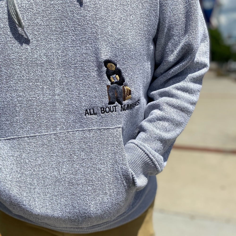 AllBoutNumbers Grey embroidered hoody